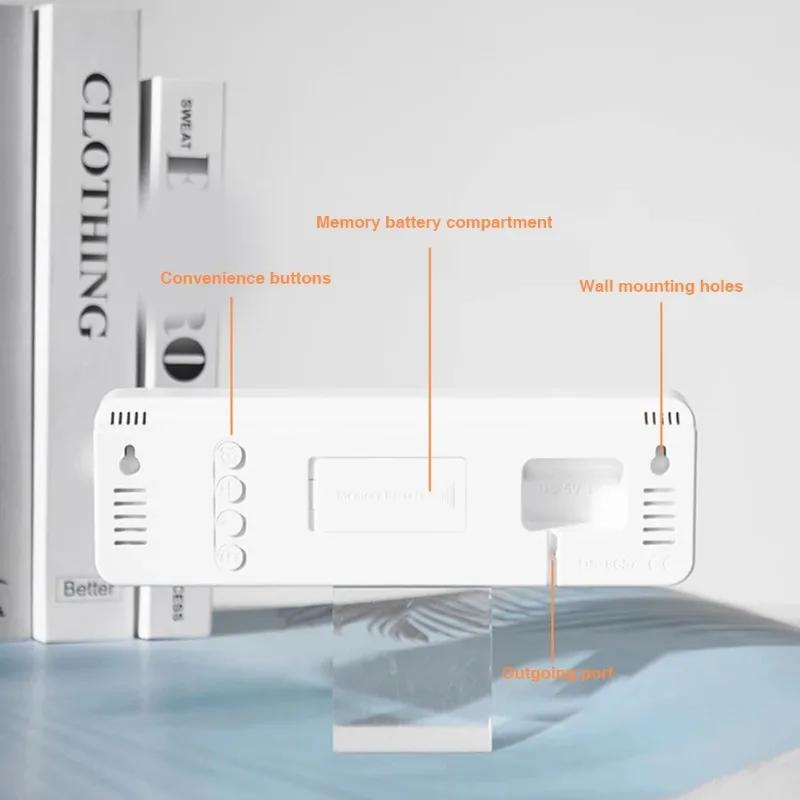 Sveglia Digitale Elettronica Rettangolare a LED Luminosità Regolabile Font Colorato Orologio da Parete Numerico Creativo per Decorazione Camera da Letto