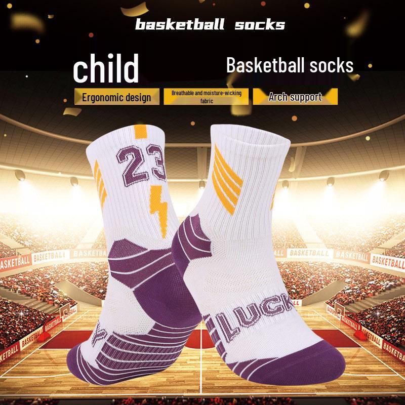 Youth Non-Slip Knee-High Basketball Socks - Breathable Combed Cotton for Big Kids and Boys