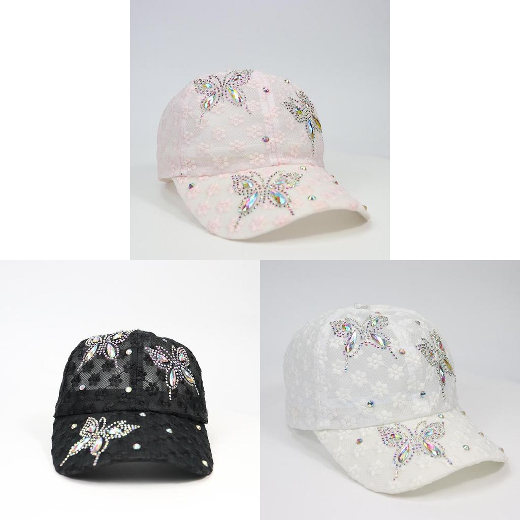 Butterfly Embroidered Baseball Cap With Breathable Mesh For Outdoor Sun Protection