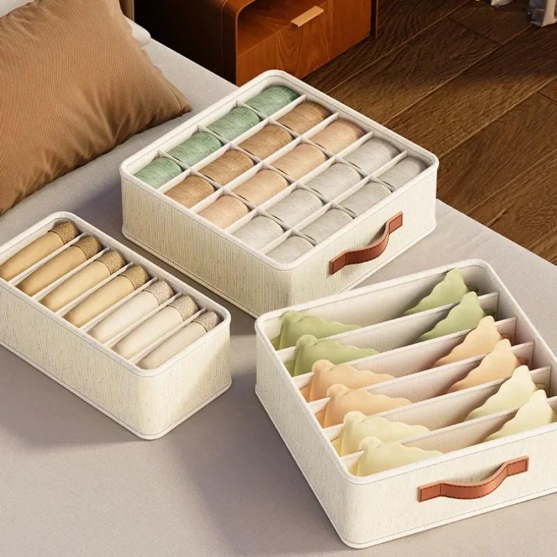 1-5PCSFabric Drawer Organizers for Underwear Socks Bras - Closet Storage Box with Dividers Foldable Wardrobe Shelf Organizer Set
