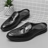 Luxury Designer New Men Black Tassels Half Slippers Shoes Casual Pu Leather Mules Moccasins Breathable Loafers Zapatos Hombre