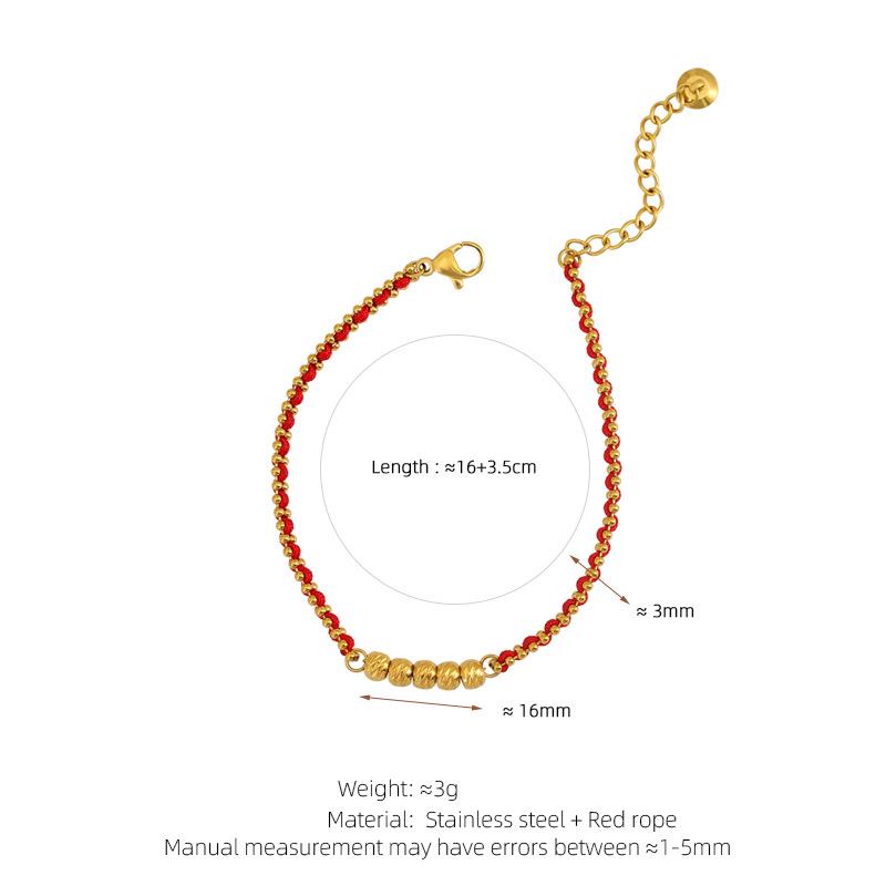 Pulsera Roja de Año Nuevo Tejida a Mano para Mujer con Cuentas Doradas - Regalo Tai Sui