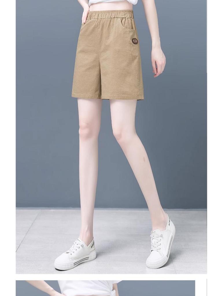 2025 Women's High-Waisted Wide-Leg Capris, Summer Casual Loose Fit Plus Size Shorts for Middle-Aged Moms