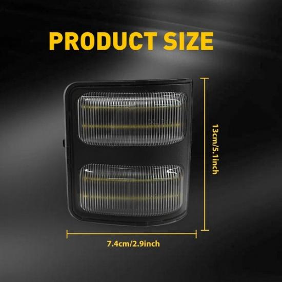 For 2008-2016 Ford Super Duty Side Clear Mirror White LED Running Signal Lights