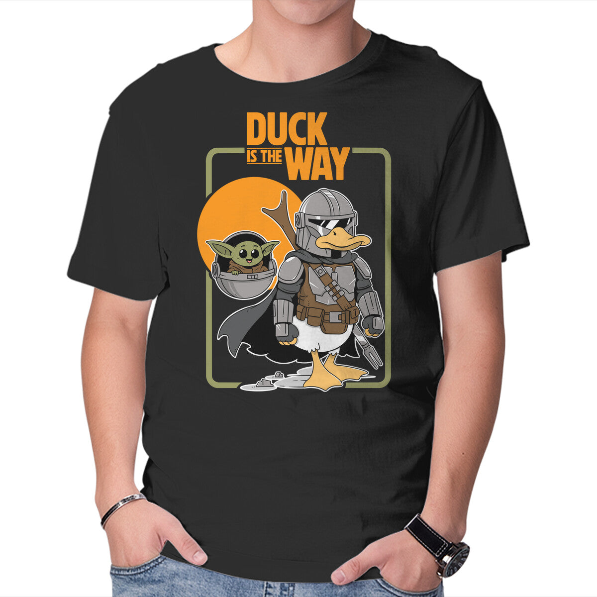 Unisex Crew Neck T-Shirt Duck Is The Way Graphic Short Sleeve Casual Tee L