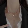 Women's Flash Diamond Double Ring Collarbone Chain, Elegant Party Wedding Accessory, Light Luxury Jewelry Necklace