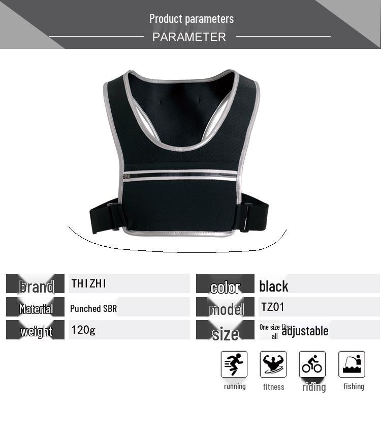 Reflektierende Outdoor-Sportweste mit Handy- und Wasserflaschen-Brusttasche zum Laufen, Radfahren und Bergsteigen