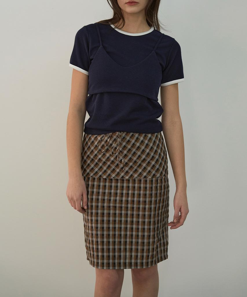 Sigreat Check Flap Midi Skirt