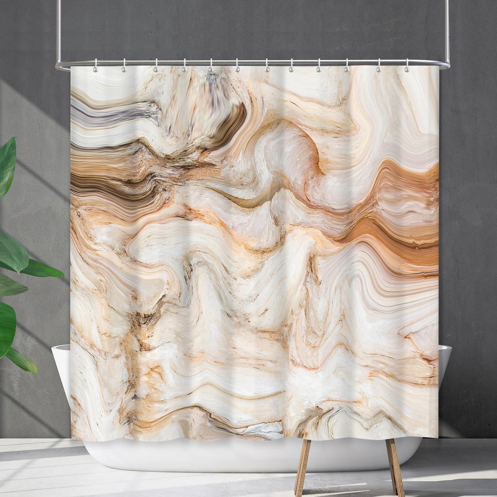 Shower Curtain Waterproof And Mildew-Proof Marble Pattern Bathroom Curtain Shower Curtain Partition Curtain Free Of Punching