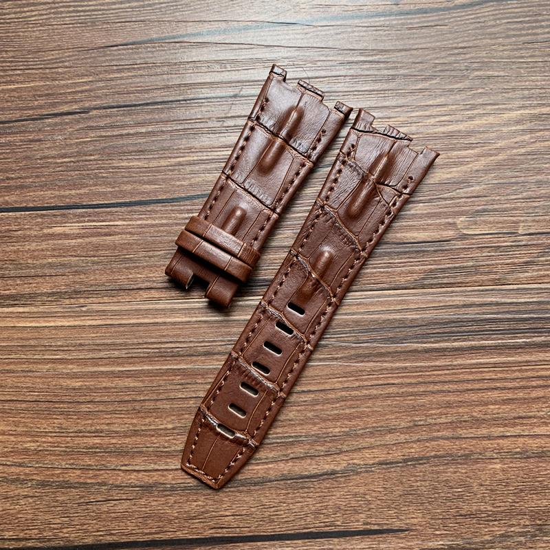 

Ремешок из натуральной кожи для AP 15703 Royal Oak Offshore Series 28 мм * 22 мм, черный, коричневый, синий, красный, ремешки для часов, аксессуары для мужчин Without buckle коричневый/чистый