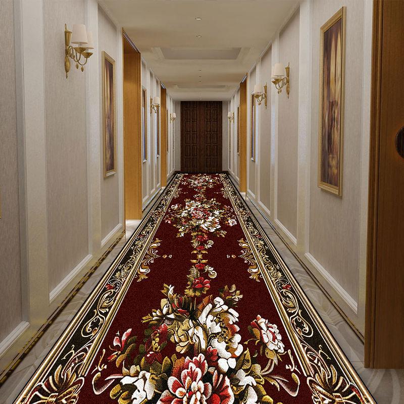 European Style Luxury Long Runner Carpet Hotel Corridor Decoration Washable Foldable Rugs Villa Stair Hallway Non-slip Floor Mat