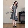 Demana Smart Chic Herbst V-Ausschnitt Ärmellos A-Linien-Kleid