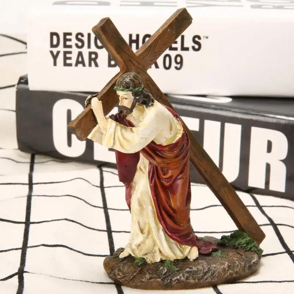 Handmade Jesus Cross Statue Realistic Catholic Religious Accessories Christ Figure Church Decor