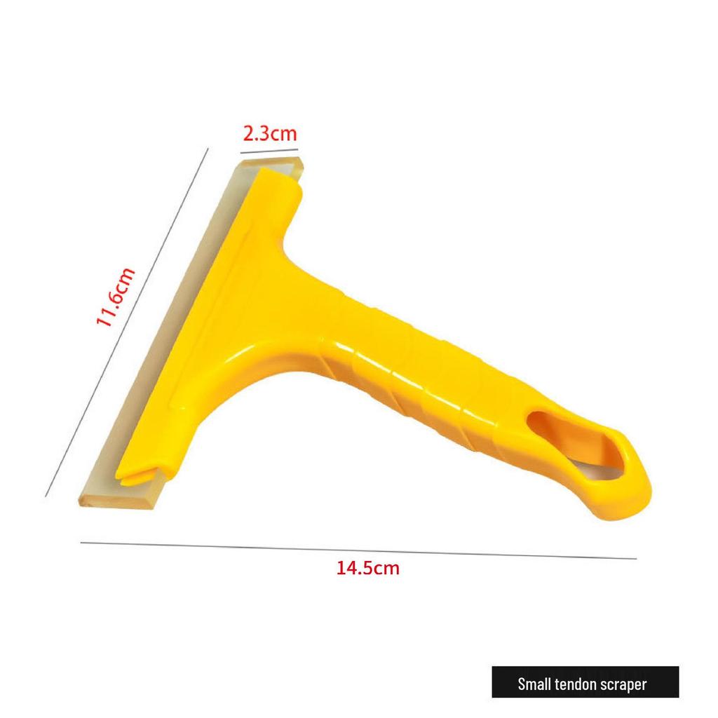 Gelber Sehnenschaber: Auto Werbefilm Werkzeug und Glasabzieher mit kurzem Griff