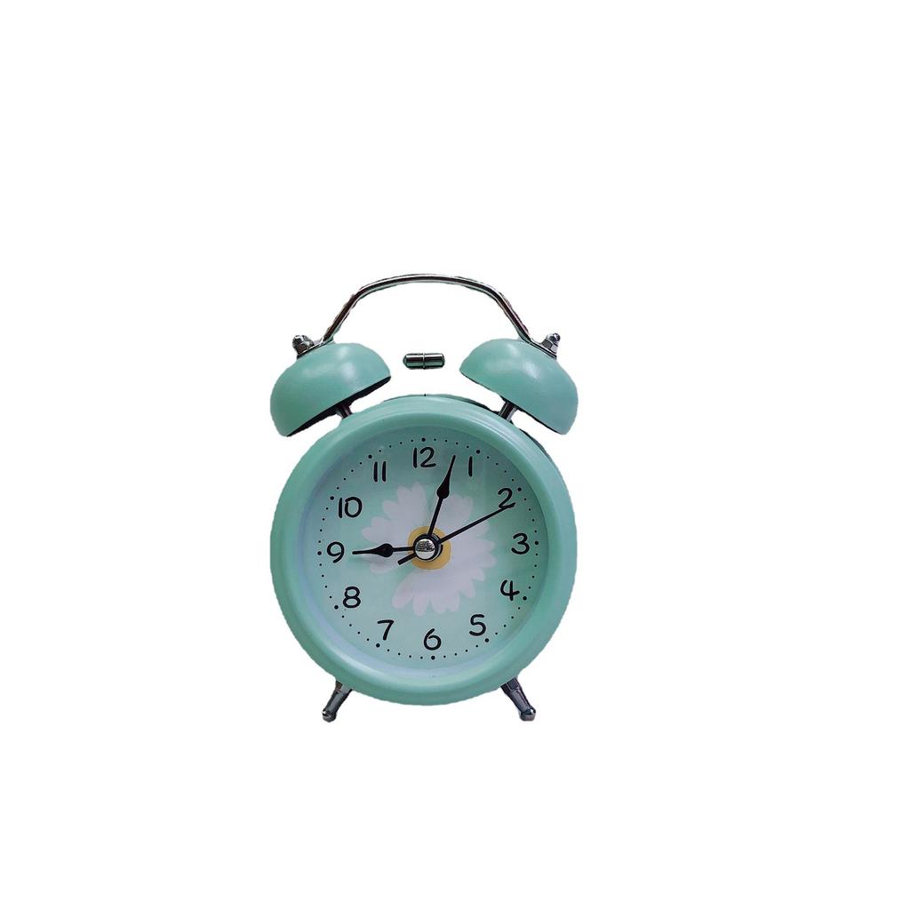 3-Inch Metal Craft Daisy Modern Bell Alarm Clock, Round Simple And Super Loud Noise