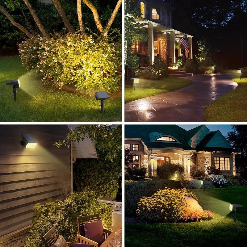 LED Solar Spot Lights Outdoor Garden 52 LED Solar Lights Waterproof 3 Modes Landscape Lighting Wall Lamp Garden Yard Tree Lawn