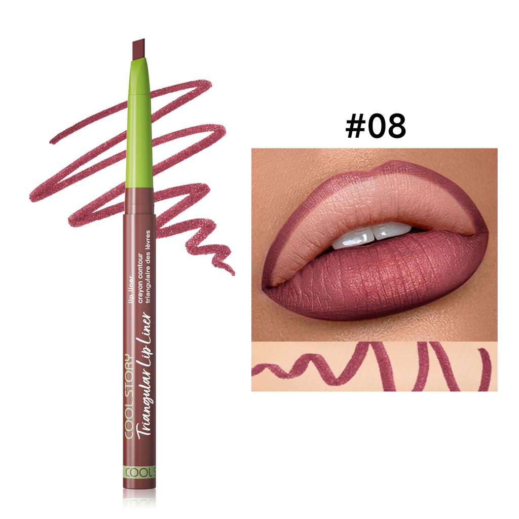 Triangular Oblique Lip Liner Matt Monochrome Semi-long-lasting Outline Velvet Not Easy To Take Off Makeup Lipstick Pen Lip Makeup