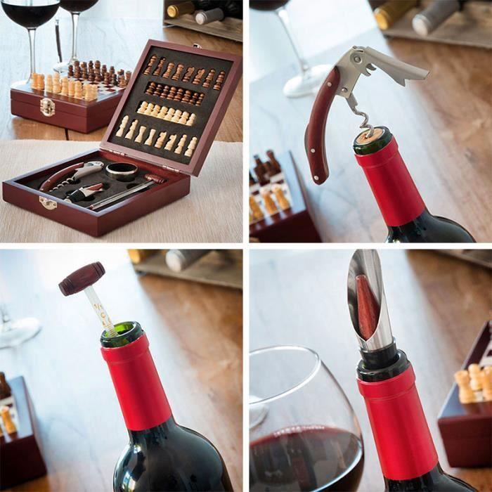 SHOP-STORY - Wine Accessories and Chess Set In a Box (37 Pieces) Ideal Gift for Wine and Chess Fans