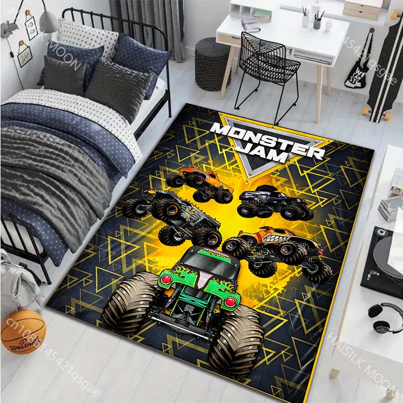 Multiple Style Big-footed Monster Truck Print Carpet for Living Room Bedroom Bedside Bathroom Floor Mat Home Area Rug Room Decor