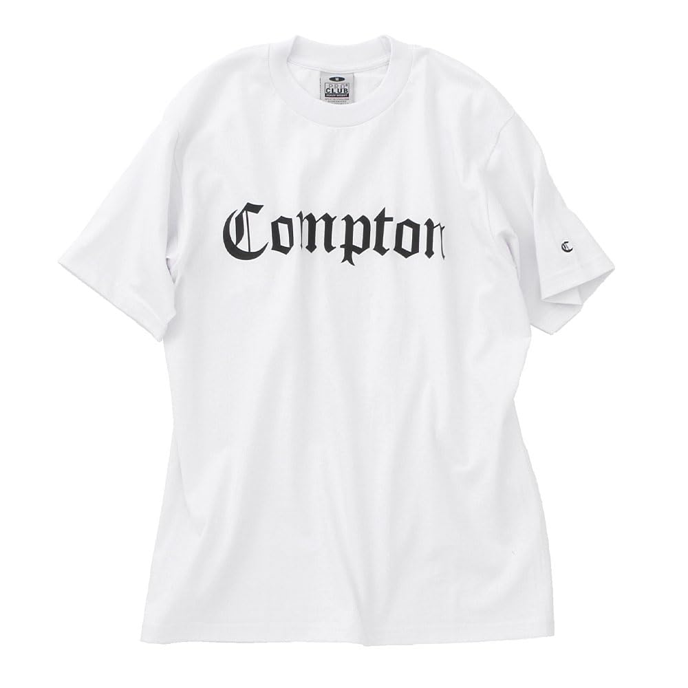 [Compton] Pro Club T-shirt Heren Korte Mouw Zwaar 6,5 oz VS Model Old English Logo Wit (WHT) Maat M comxpc0022