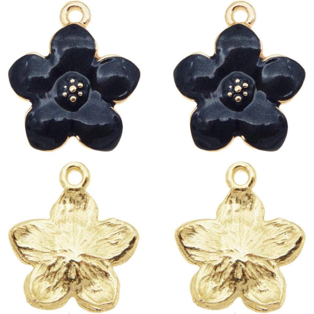 Metal Oil Drip Enamel Flowers Assorted Colors Mixed Petals Craft Charms Bracelets Pendants  DIY Jewellery Making Accessories