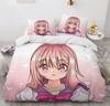 Anime Girl Cartoon Bed Linen Set 3-Piece 3D Print Anime Duvet Cover with Zip Microfibre Teenager Duvet Covers with 2 Pillowcases