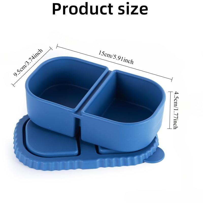 Small Silicone Snack Containers with Lids, Reusable Food Storage Containers, Salad Dressing Container, Mini Double Compartment