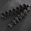 Gothic Punk Schmuck Voller Totenkopf Gliederkette Mann Armband für Männer Schwarz Altsilber Farbe Edelstahl Herrenarmbänder Cool