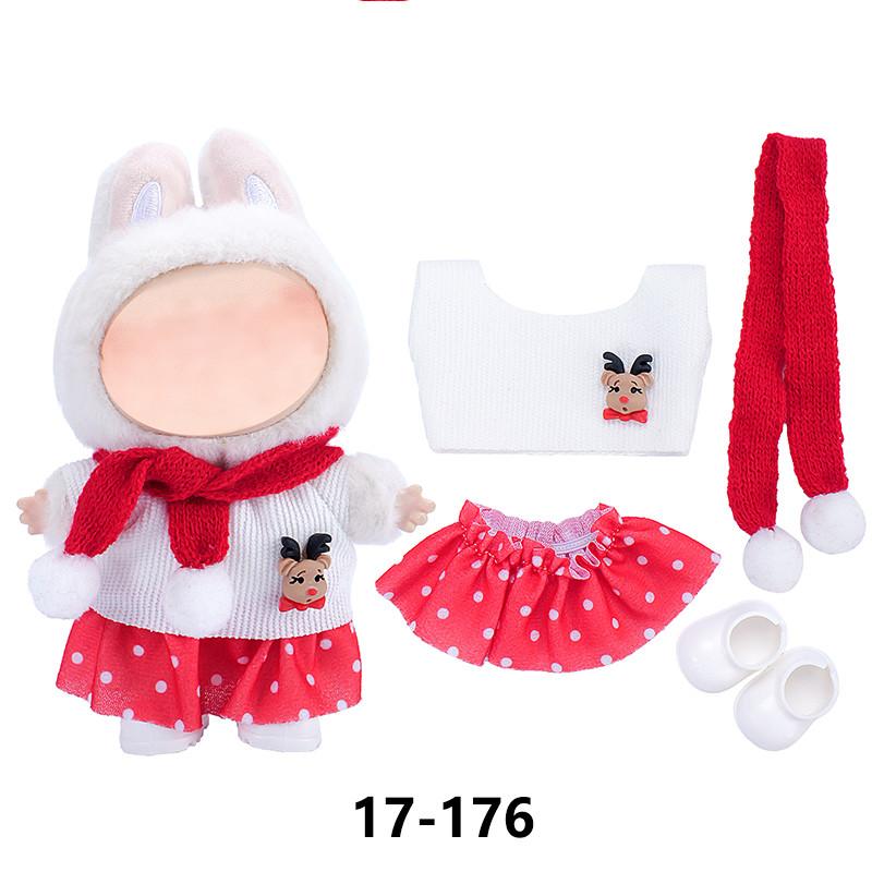 New Christmas Clothes For 17cm Labubus Mini Doll Clothes Outfit Hat Clothes for Labubu I II III Doll Accessories Party Game Toys