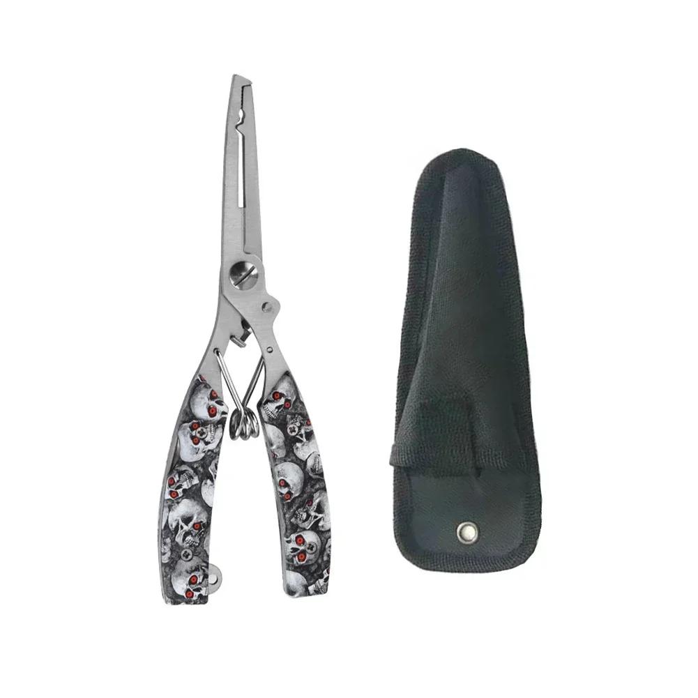 Lure Pliers Camo Curved Nose Stainless Steel Scissors Control Fish Pliers With Knife Open Steel Ring Cutting Line Fishing Tools