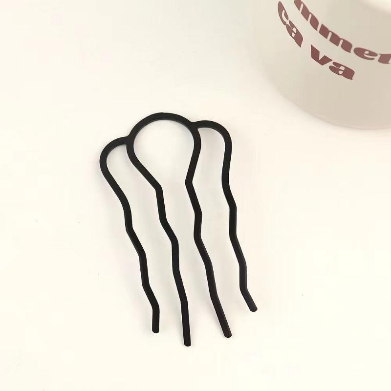 1Pc Black Metal Hair Fork Clip Salon Women Hairpins Combs Hairside Clips Side Combs Updo Sticks Hair Styling Tool Headwear