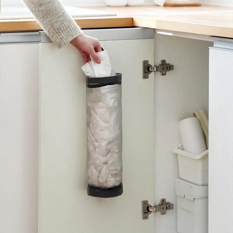 Wall Mounted Trash Bag Storage Bags Home Kitchen Mesh Dispenser Organizer Garbage Bags Home Kitchen Storage
