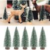 NOLITOY 10Pcs Mini Christmas Trees Decor Artificial Christmas Tree Bottle Brush Trees Sisal Snow Pine Trees with Wooden Base for Christmas Decor