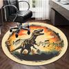 S Music Dinosaur Pattern Round Rug Nonslip Area Rug Office Chair Mat Carpet For Living Room Bedroom Home Decor