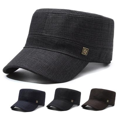 Herren-Frühlings-Flat-Top-Hut mittleren Alters und ältere Militärkappe, Outdoor-Sonnenschutz-Sonnenschutzhut
