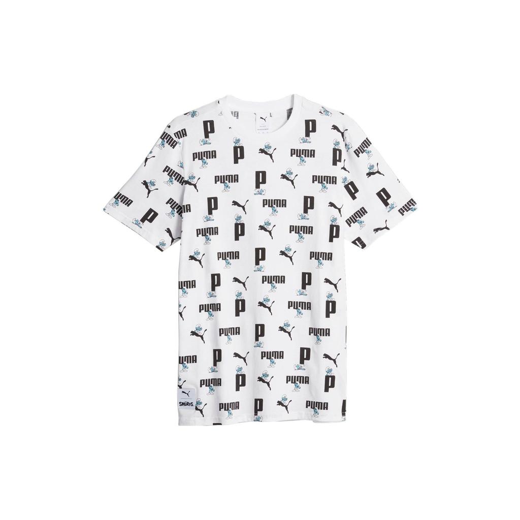 Puma The Smurfs Cartoon Print Crew Neck Short Sleeve T-Shirt Men Tops White 622190-02