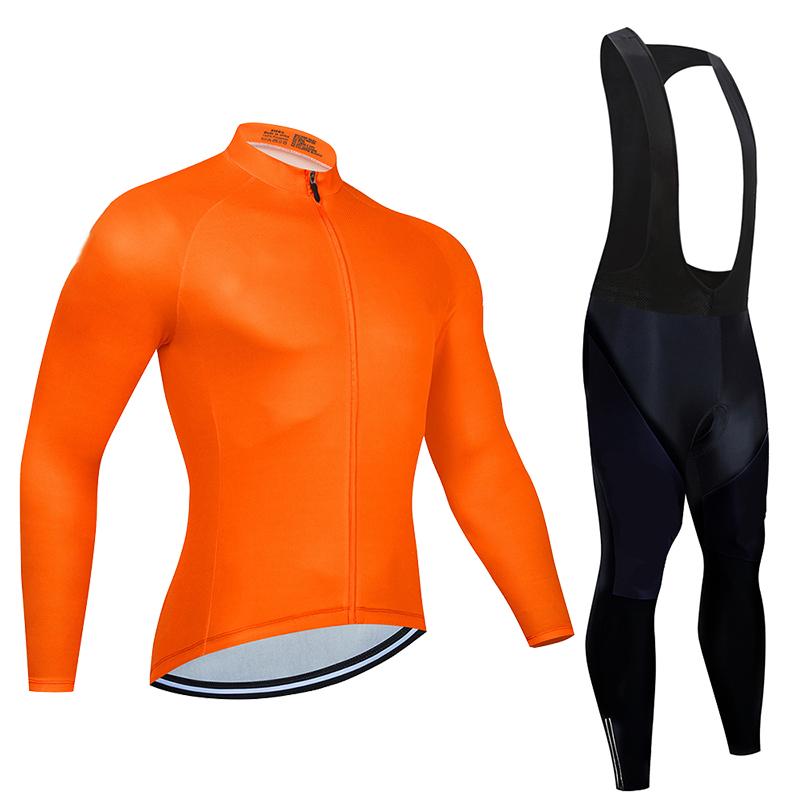Fluorescent Color Spring Long Sleeve Cycling Jersey Sets Breathable Long Sleeve Men's MTB Bicycle Clothing Suits Roupa Ciclismo