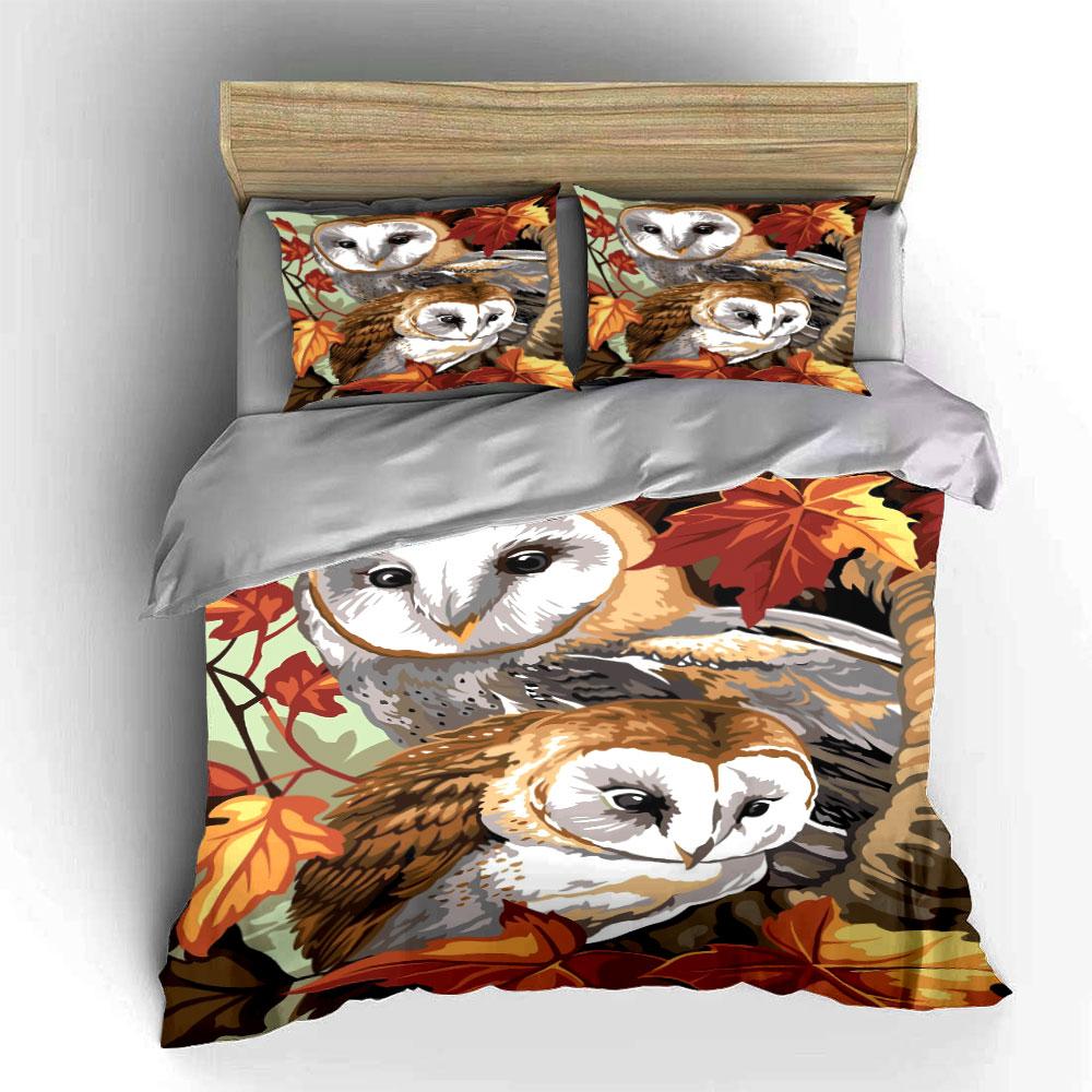 Owls with Autumn Leaves. Bedding Sets Duvet Cover Sets Duvet Covers Pillowcases(1*Duvet Cover 2*Pillowcases Without Duvet Insert)