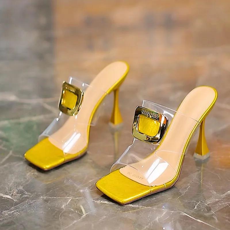 High Heels Slippers Women Pumps Shoes Dress 2024 New Summer Luxury Brand Sexy Party Designer Sandals Transparency Slides