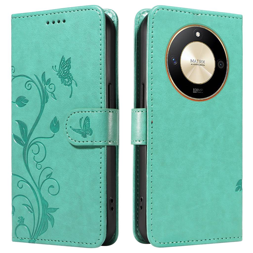 For Honor Magic6 Lite 5G/X9b 5G/X50 5G PU Leather Cases Flower Pattern Wallet Stand Phone Cover with Strap