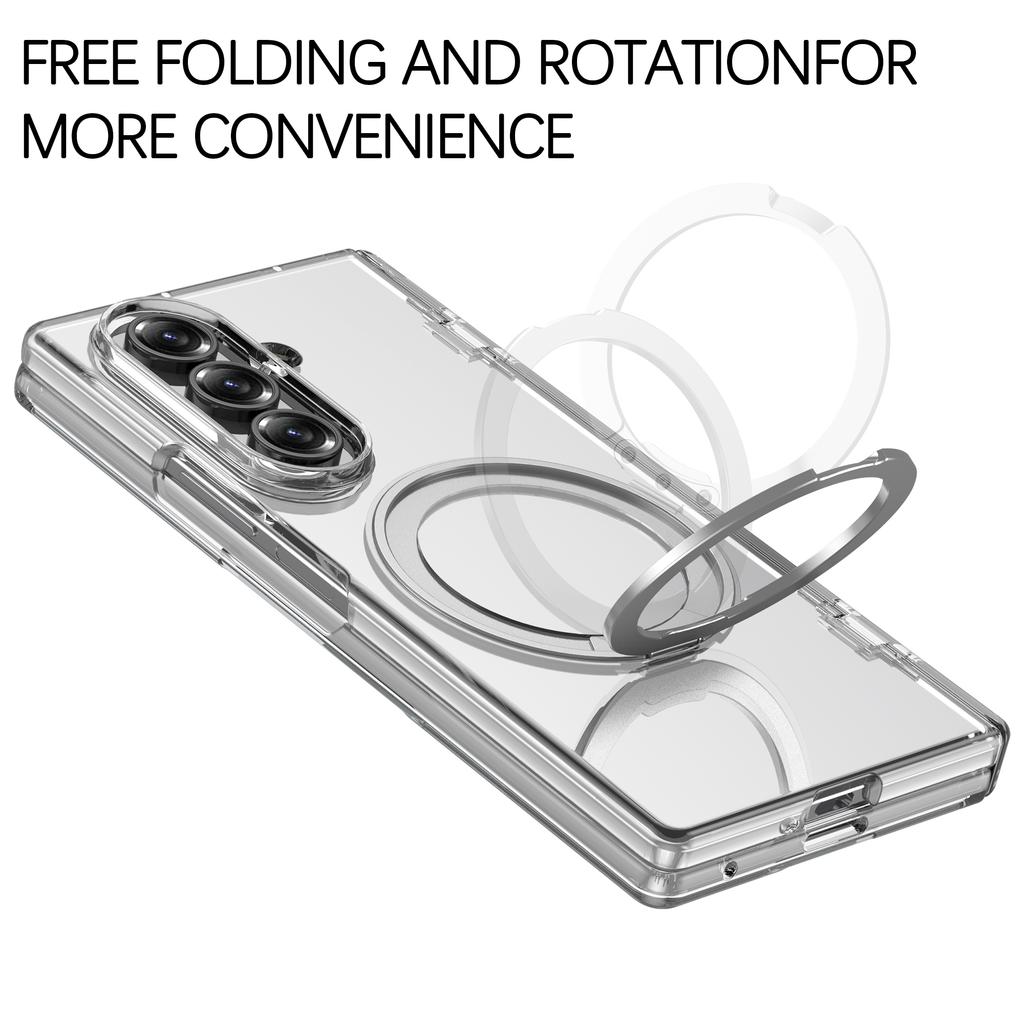 360° Rotating Magnetic Bracket Holder Hinge Magsafe Case for Samsung Galaxy Z Fold 7 6 Tempered Screen Glass Film Protect Wireless Charging Hard Cover
