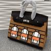 2026 New Palm Pattern With Crocodile Leather Combo Color Small House Platinum Bag Fashion Handheld Diagonal Cross Women's