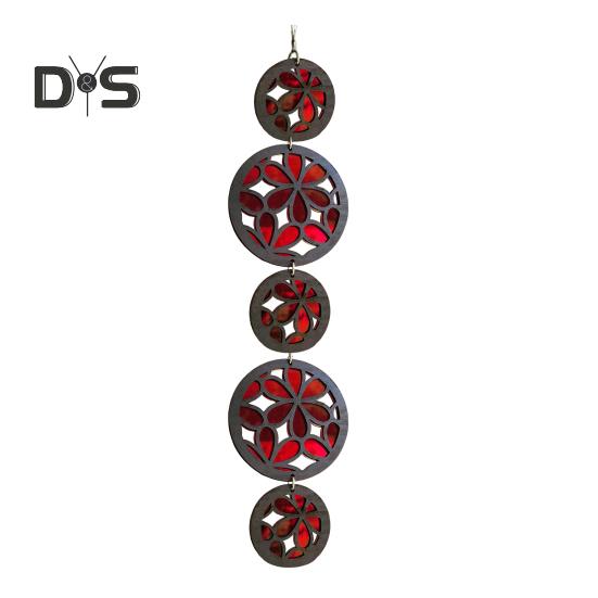 

Цветочный ловец солнца, подвесной ловец солнца, украшение на окно из акрила, с круглой деревянной рамкой для домашнего декора красный