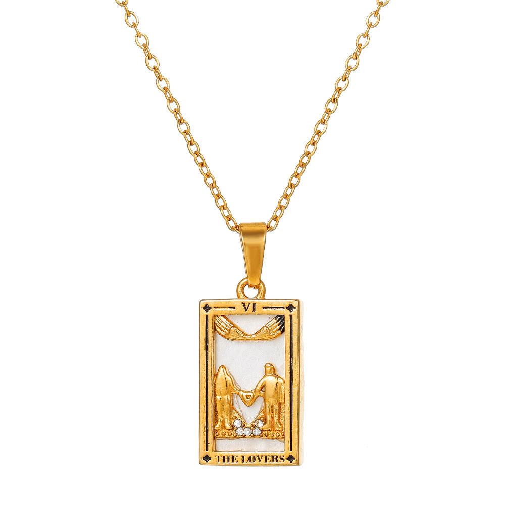 Vintage Stainless Steel Geometric Necklace With Cross Element And Multilayer Chain For Unisex