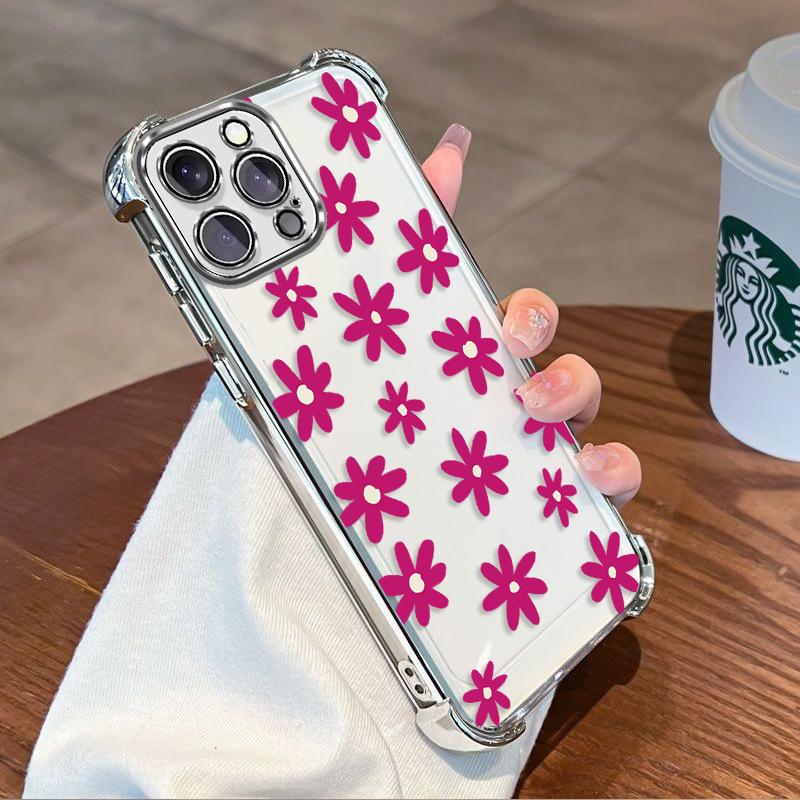 Simple Niche High-end Flower Suitable for Iphone15 Airbag Mobile Phone Case Apple 17 Four-corner Anti-drop Cover 16pm