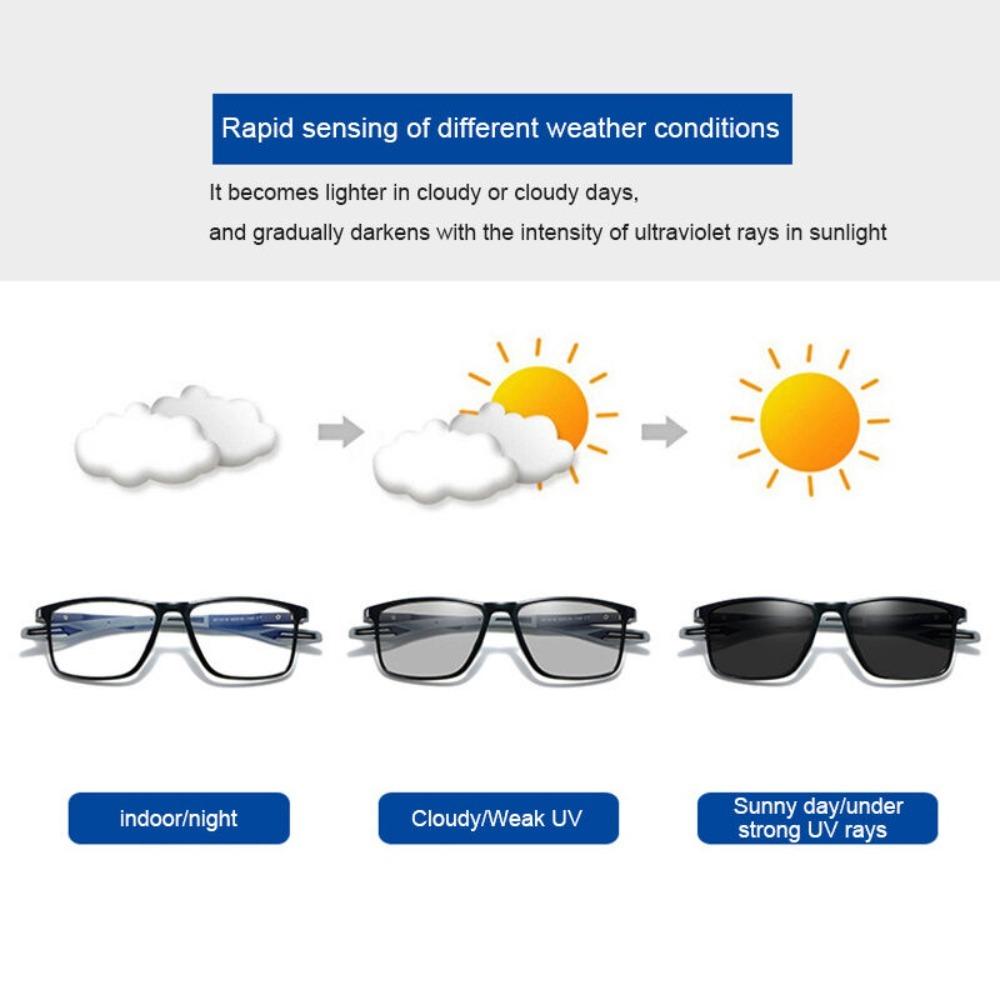 Pochromic Progressive Multifocal Reading Glasses Look Far and Near Eyeglasses Men Sport TR90 Frame Anti Blue Light Graded Eye