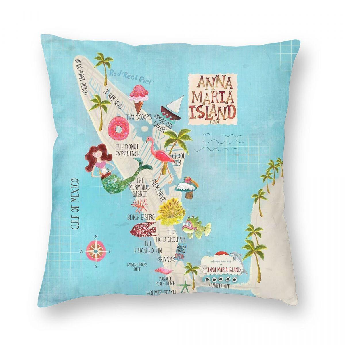 

Anna Maria Island Florida Square Pillowcase Polyester Linen Velvet Creative Decorative Pillow Case Sofa Cushion Cover Wholesale 30cmx30cm