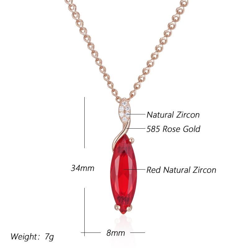 Oval Grey Crystal Pendant Necklace For Women  Rose Gold Color With Natural Zircon High Quality Daily Fine Jewelry