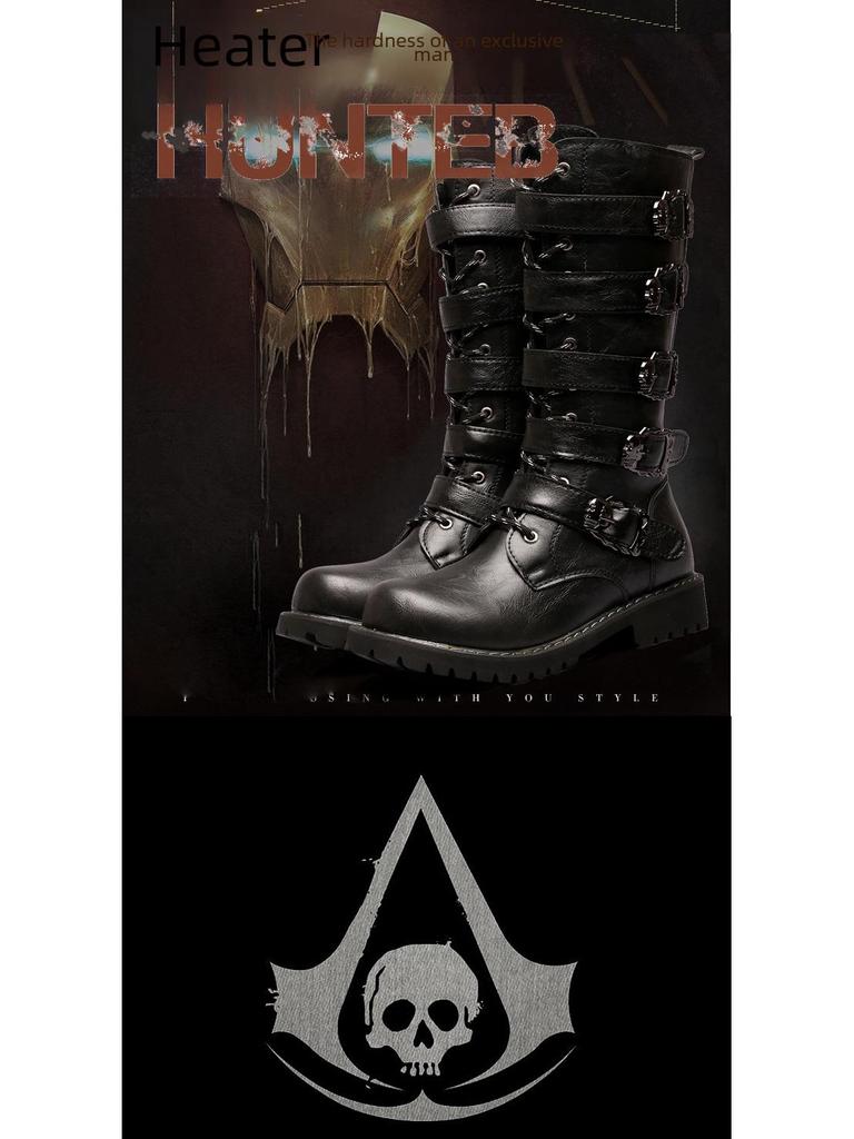 Große High-Top-Martin-Stiefel aus Crazy Horse-Leder für Herren - Koreanische Mode im britischen Stil