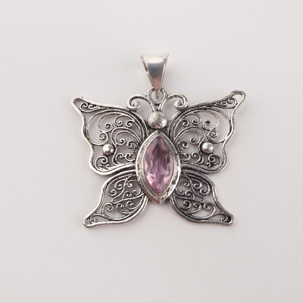 Natural Morganite Gemstone 925 Sterling Silver Jewelry Handmade Elegant Pendant 1.5" Gift For Wife CP-41-5